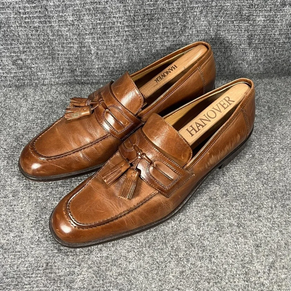 Johnston & Murphy Shoes Mens Size 9 N Brown Leather Tassel Loafers Italy 15-5724